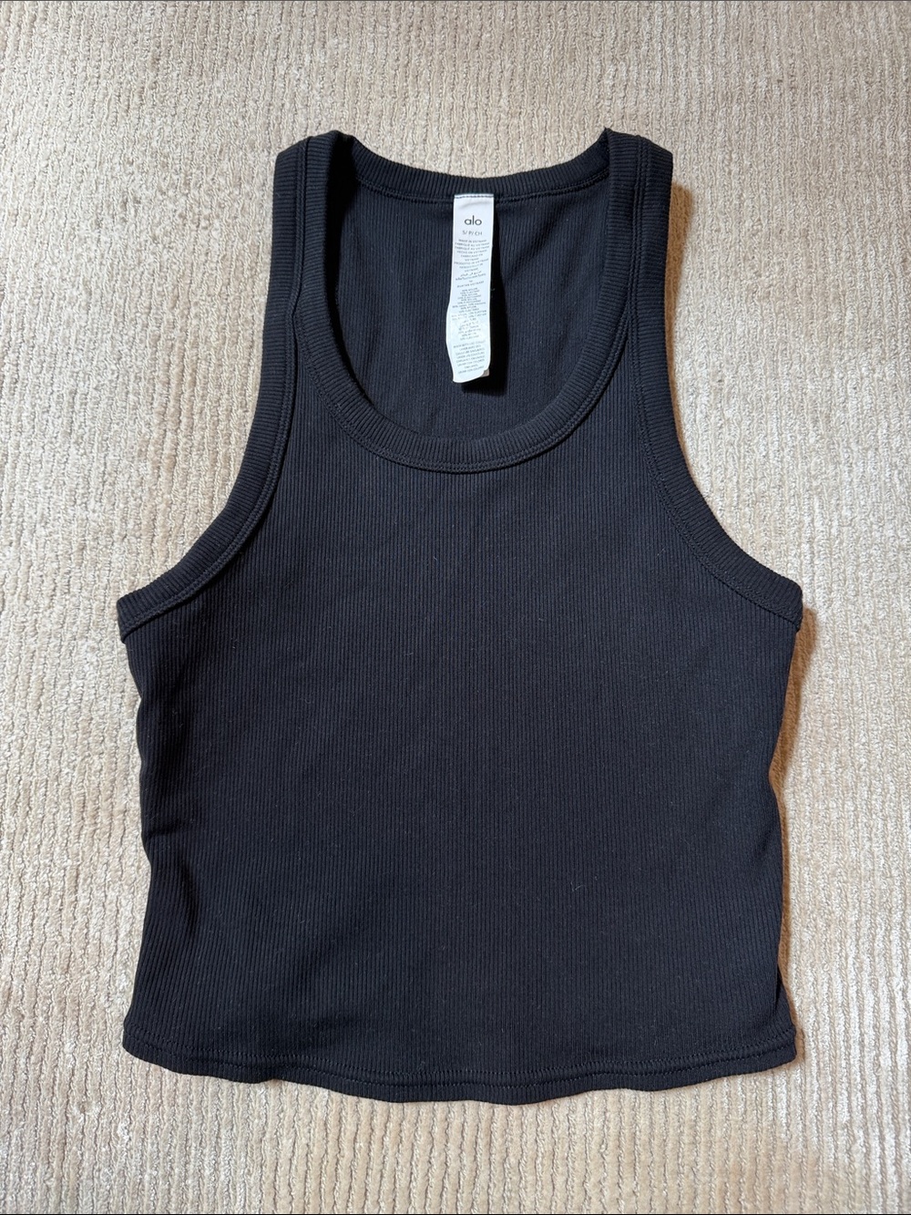 Alo Yoga Goddess Ribbed Go-To Tank Black Size S Crop Top - Picture 5 of 8